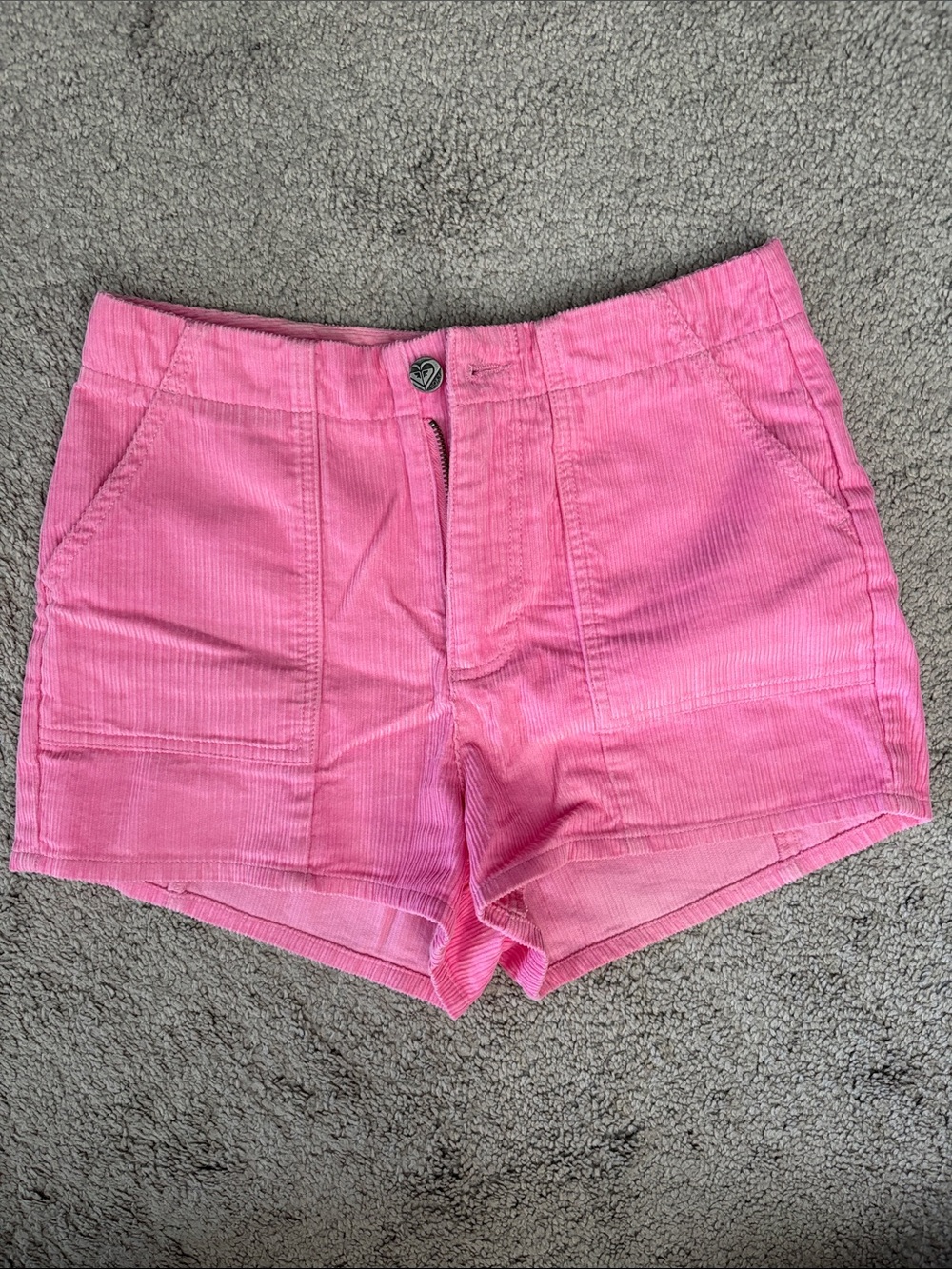 Roxy Pink Corduroy High-Waist Shorts